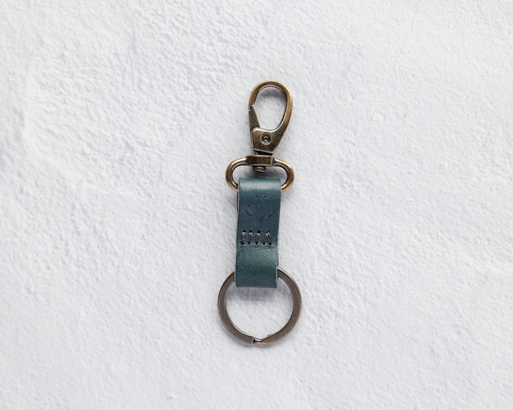 Small leather keychain, Teal leather keychain
