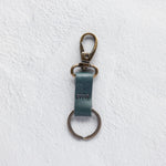 Small leather keychain, Teal leather keychain