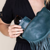 Teal leather sunglass case
