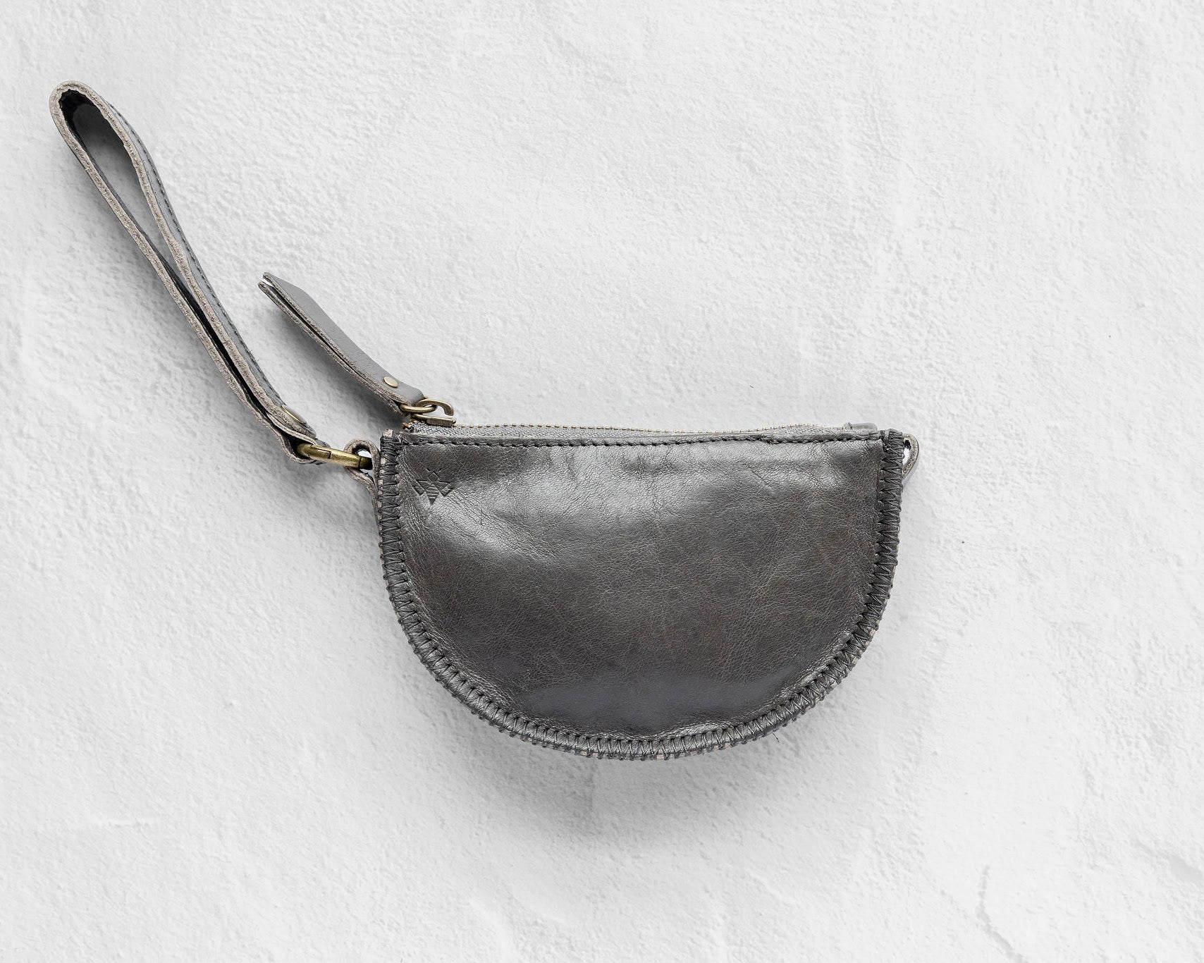 Mini charcoal leather pouch