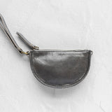 Mini charcoal leather pouch