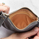 Mini charcoal leather pouch