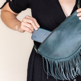 Small teal leather wallet