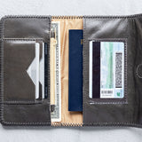 Charcoal leather wallet for traveling