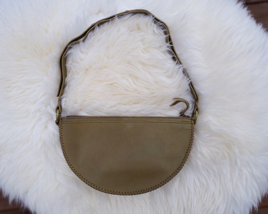 Small sage green leather bag