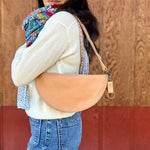 Small leather keychain, Beige keychain