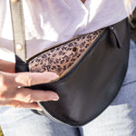 Large black leather pouch