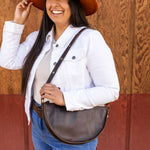 Large dark brown leather pouch, shoulder bag