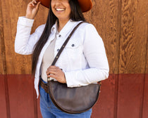 Large dark brown leather pouch, shoulder bag