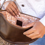 Large dark brown leather bag