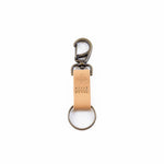 Small leather keychain, Beige keychain