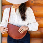 Medium cognac leather bag, crossbody bag