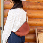 Medium cognac leather bag, crossbody bag