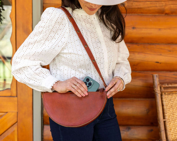 Cognac Leather Shoulder Bag | Sling Bag | Lyons Leather Co.