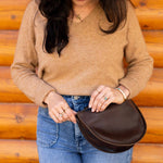 Medium dark brown leather bag, belt bag