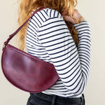 Small cherry red leather pouch, Shoulder bag