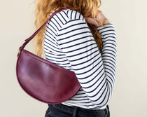 Small cherry red leather pouch, Shoulder bag