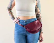 Medium cherry red leather pouch, Belt bag