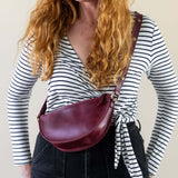 Small cherry red leather pouch, Crossbody bag