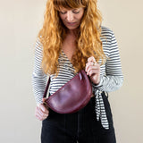 Small cherry red leather pouch, Crossbody bag