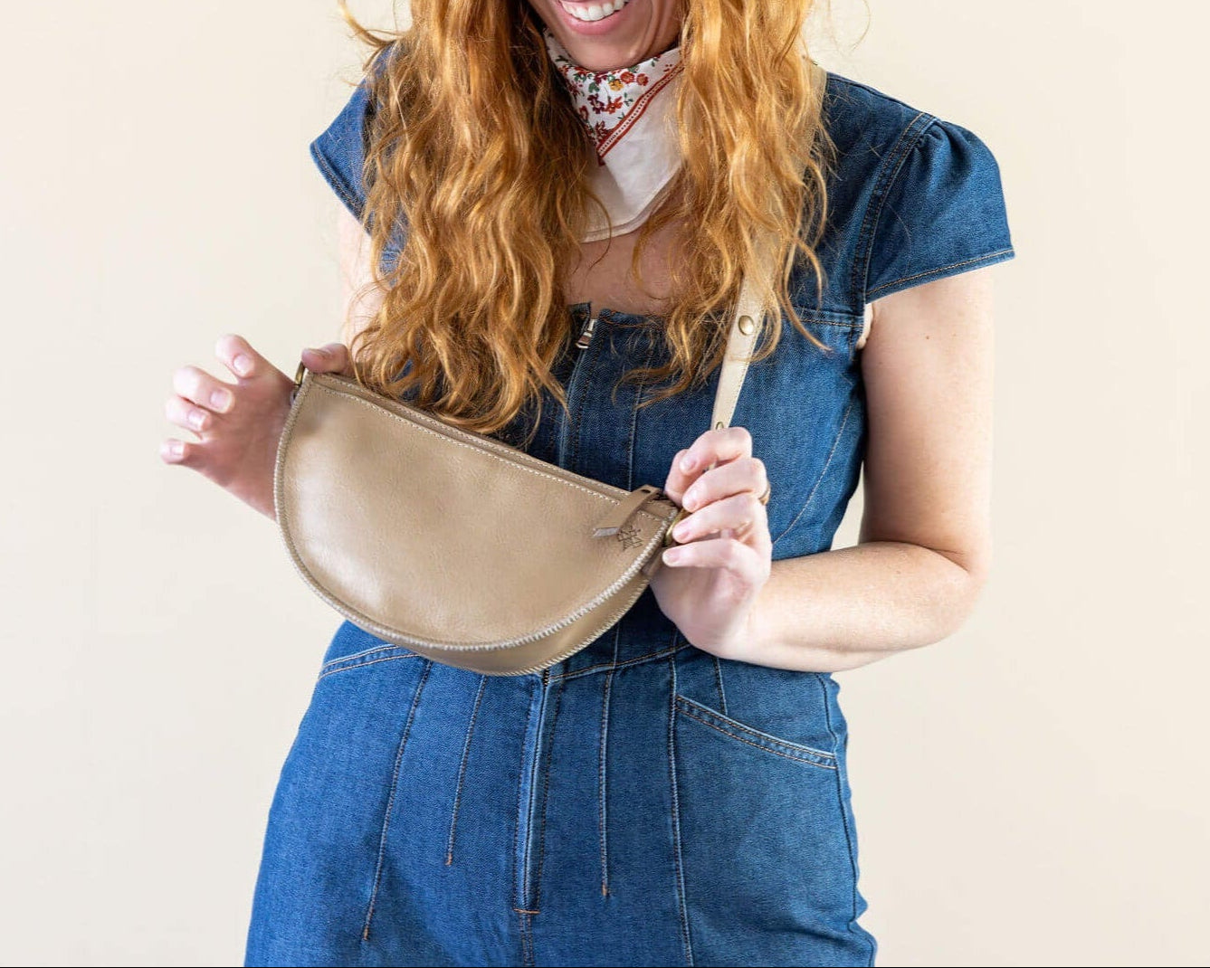 Small tan leather bag, Crossbody bag