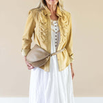 Large tan leather bag, Belt bag