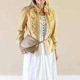 Large tan leather bag, Belt bag