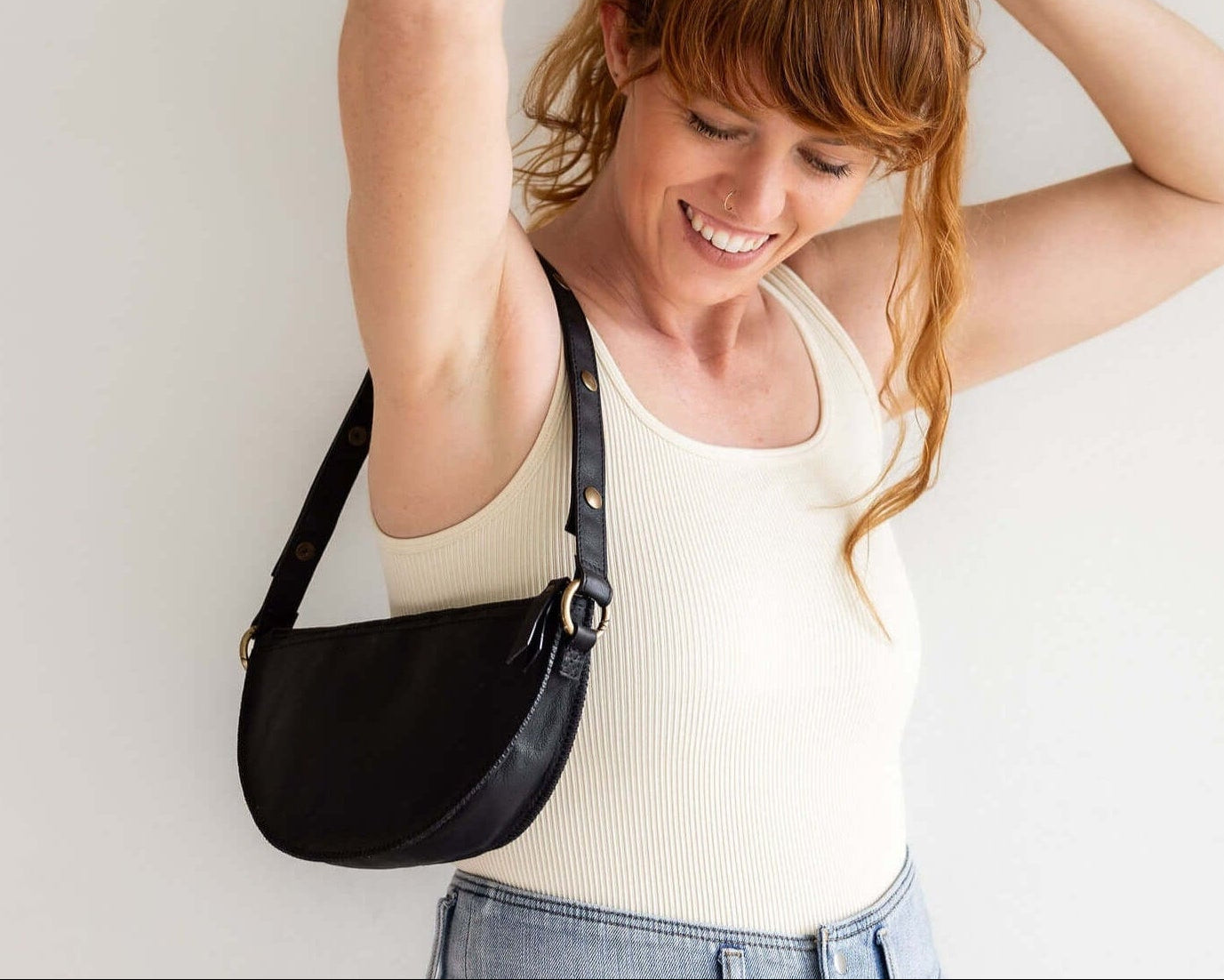 Small black leather pouch, shoulder bag