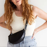 Small black leather pouch, sling bag