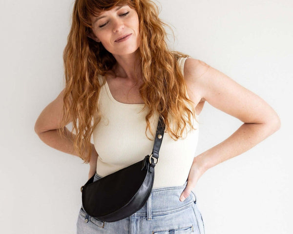 Small Black Leather Bag | Crossbody for Women | Lyons