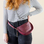 Small cherry red leather pouch, Belt bag