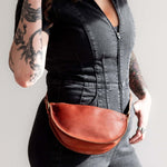 Small cognac leather bag, belt bag