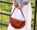 Large cognac leather crossbody bag