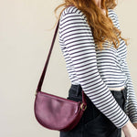 Small cherry red leather pouch, Shoulder bag