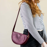 Small cherry red leather pouch, Shoulder bag