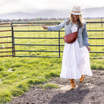 Large cognac leather crossbody bag