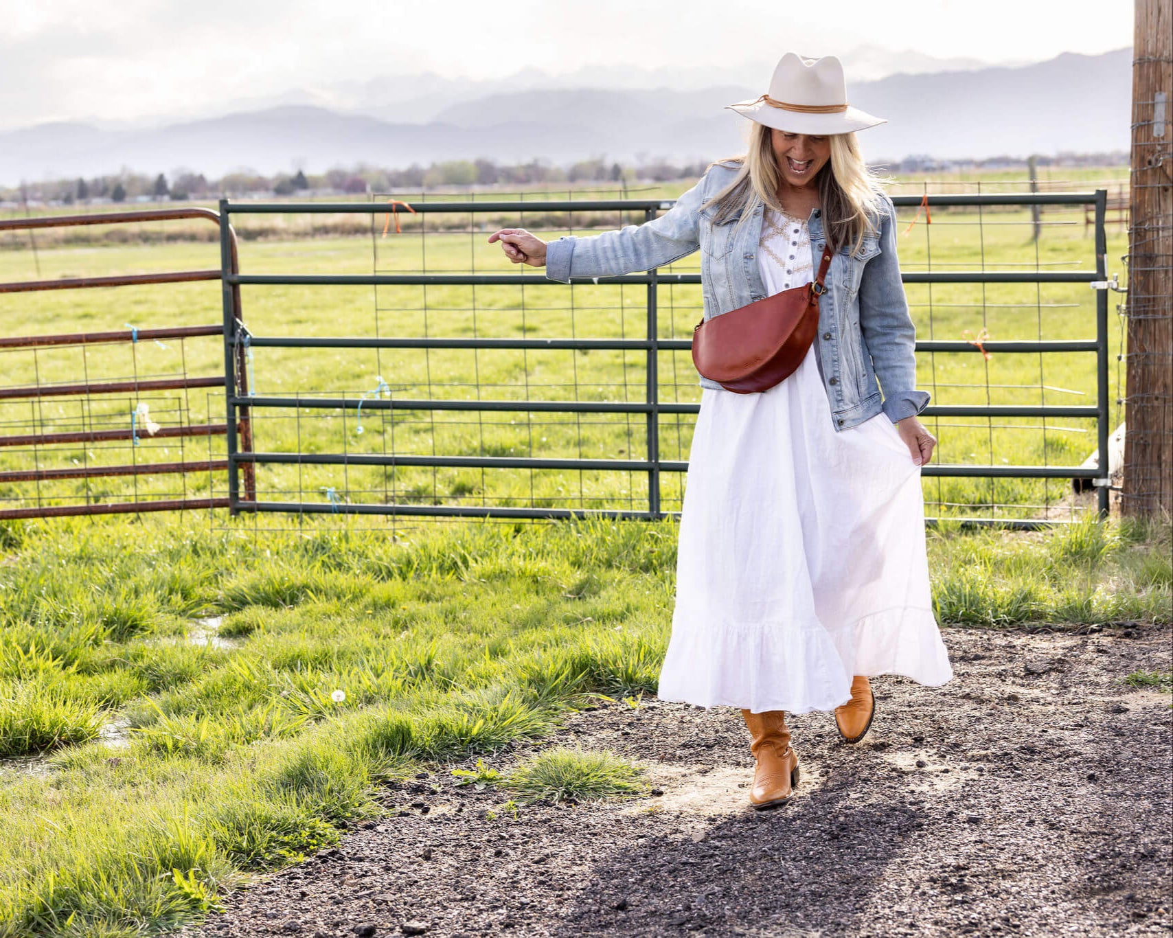 Large cognac leather crossbody bag