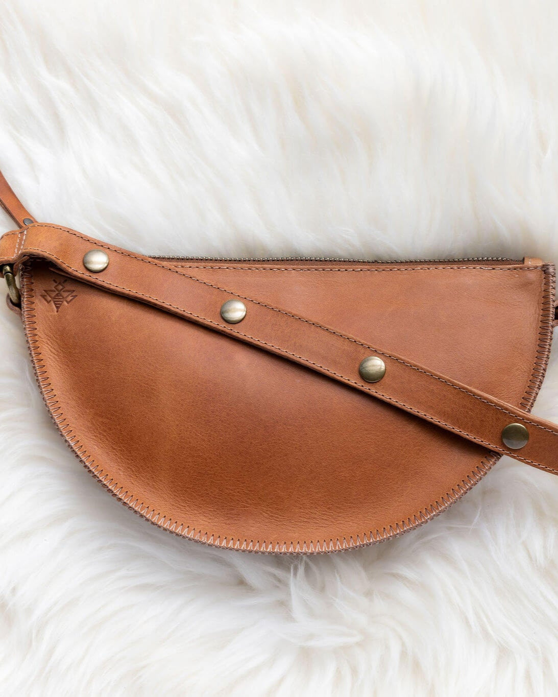 Small honey leather pouch
