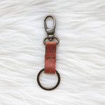 Small leather keychain, Cognac keychain
