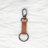 Small leather keychain, Brown leather keychain