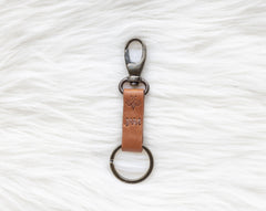 Small leather keychain, Brown leather keychain