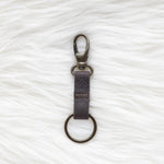 Small leather keychain, Espresso brown keychain