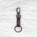 Small leather keychain, Espresso brown keychain