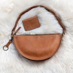 Medium honey leather crossbody bag and wallet