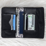 Black leather wallet for traveling