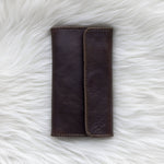 Brown leather wallet for traveling