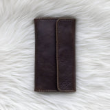 Brown leather wallet for traveling