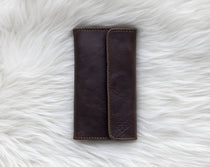 Brown leather wallet for traveling