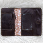 Brown leather wallet for traveling