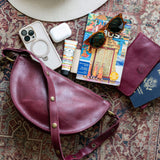 Cherry red leather wallet for traveling